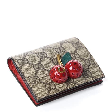 gucci signature card case with cherries|Gucci GG Supreme Card Case With Cherries .